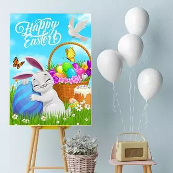 5D Diy Алмазная картина «Кролик и яйцо», набор для вышивки крестом, полная алмазная вышивка, мозаика, художественная картина, декор из страз, подарок Full Round 20x30cm