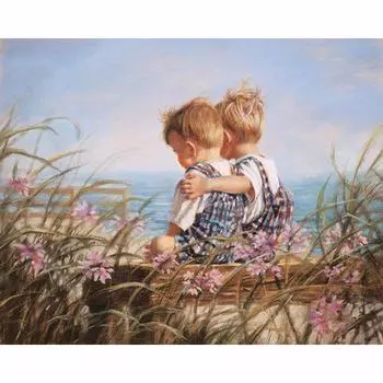 5D DIY Алмазная картина Круглая Алмазная вышивка Мозаика Портрет Приморский Дети Украшение дома 20X30CM