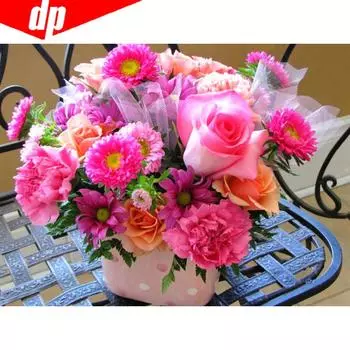 5D DIY Алмазная картина Круглая дрель Цветочная вышивка Алмазная мозаика Горный хрусталь Изображение 20X30