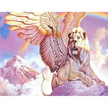 5D Diy Алмазная картина Крылатый лев Алмазная вышивка Крестом Домашний декор Подарки ручной работы Round 20x30cm