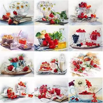 5D DIY Алмазная картина Кубок Фрукты Алмазная вышивка Пейзаж Вышивка крестиком Цветок Полный круглый дрель Ремесла Домашний Декор Подарок Full Round 15x20CM