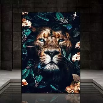 5D Diy Алмазная картина Львиная роща Набор для вышивки крестом Полная алмазная вышивка Мозаика Художественная картина Стразы Декор Подарок Full Round 20x30cm