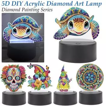 5D DIY Алмазная картина Лампа Гном Радуга Бабочка 5D DIY Алмазная картина Светодиодная лампа Акриловая Алмазная Художественная лампа Украшение для дома