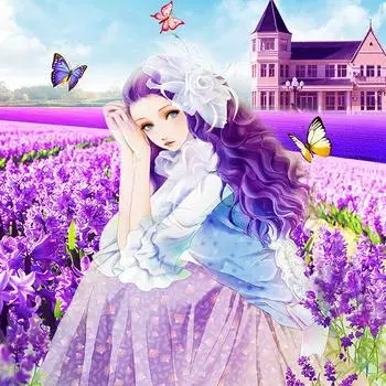 5D DIY Алмазная картина Лавандовый садовый узор Алмазная вышивка Мультфильм девушка Вышивка крестом Домашний декор Подарки 30X30CM