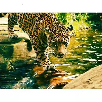 5D DIY Алмазная картина Леопард Алмазная вышивка Мозаика Вышивка крестом Горный хрусталь Украшение 20X30CM