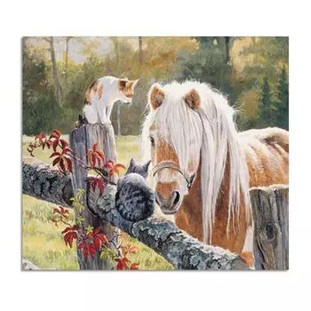 5D DIY Алмазная картина Лес две лошади 3D Вышивка крестиком 5D Горный хрусталь Домашний Декор Подарок 20X30CM