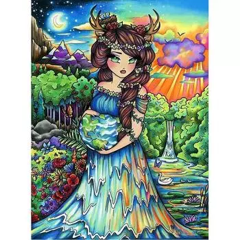 5D DIY Алмазная картина Лесная девушка Набор для вышивки крестиком Мозаика Алмазная вышивка Роза Полный круглый/квадратный дрель Украшение дома Round 20x30cm