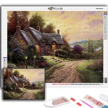 5D Diy Алмазная картина Лесная хижина Вышивка крестиком Полная алмазная вышивка Мозаика Full Round 20X30CM
