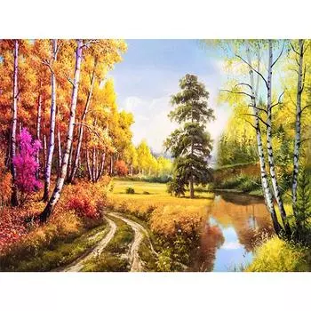 5D DIY Алмазная картина Лесная тропа Вышивка Крестом Горный хрусталь Мозаика Домашний декор 20X30CM
