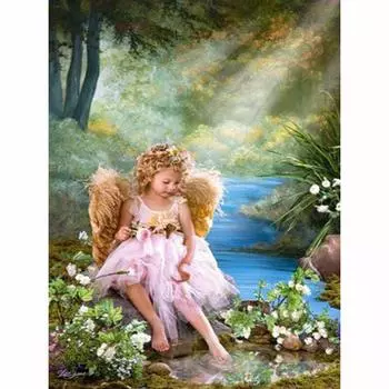 5D DIY Алмазная картина Лесной маленький ангел 3D Вышивка крестом Горный хрусталь Мозаика Картина Декор 20X30CM