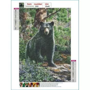 5D Diy Алмазная картина Лесной медведь Гризли Полный алмазный набор для вышивки крестом Полный Алмазная вышивка Мозаика Художественная картина Стразы Декор Подарок Full Round 20x30cm