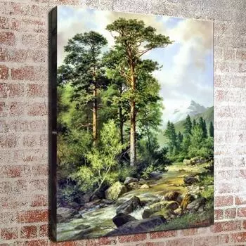 5D DIY Алмазная картина Лесной пейзаж Алмазная вышивка Полный мозаичный набор Наборы для вышивки крестом Домашний декор Подарки ручной работы Round 20x30cm
