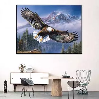 5D Diy Алмазная картина Летающий Орел Пейзаж Набор крестиков Полный Алмазная вышивка Мозаика Художественная картина Стразы Декор Подарок Full Round 20x30cm