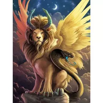 5D DIY Алмазная картина Лев и змея Полный алмаз квадратный/круглый рисунок Вода Алмазная вышивка Животное ручное украшение Full Square (20X30CM)