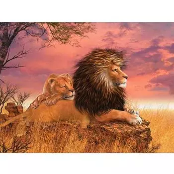 5D DIY Алмазная картина Лев Вышивка крестом Мозаика Картина Стразы Декор Алмазная вышивка 20X30CM