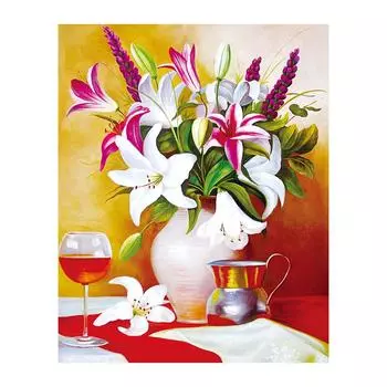 5D Diy Алмазная картина Лилия Стол Цветок Алмазная вышивка Крестом Домашний декор Подарки ручной работы Round 20x30cm