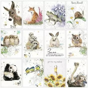 5d Diy Алмазная картина Лиса Сова Полный квадрат/круг Вышивка Мозаика Животное Мультфильм Домашний Декор Картина Full Round 20x30CM