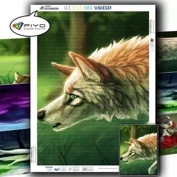 5D DIY Алмазная картина Лиса Волк Ремесло Полный дрель Алмазная вышивка Животное Мозаика Украшение дома Full Round 20X30CM