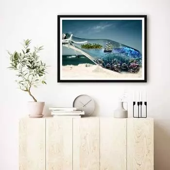 5D DIY Алмазная картина Лодка в бутылке Набор для вышивки крестом Мозаика Алмазная вышивка Роза Полный круглый/квадратный дрель Украшение дома Round 30x40cm