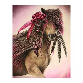 5D Diy Алмазная картина Лошадь Алмазная вышивка Крестом Домашний декор Подарки ручной работы Round 20x30cm