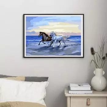 5D Diy Алмазная картина Лошадь, бегущая по морю, набор для вышивки крестом, полная алмазная вышивка, мозаика, художественная картина, декор из страз, подарок Full Round 20x30cm