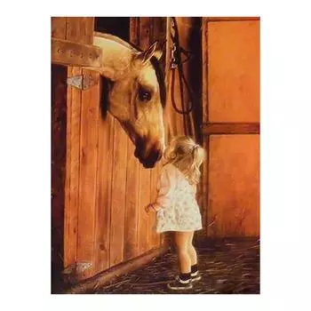 5D Diy Алмазная картина Лошадь и девушка Принцесса Алмазная вышивка Крестом Домашний декор Подарки ручной работы Round 20x30cm