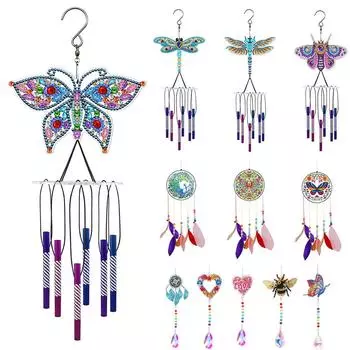 5D DIY Алмазная картина Ловец снов Ветер колокольчики Кристалл Подвесной кулон Подвесной орнамент DIY Ремесло Мозаика Набор для декора стен и дверей дома