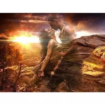 5D DIY Алмазная картина Любители Поцелуй Пейзаж Алмазная вышивка Крест Стежок Мозаика Декор Художественное ремесло Full Round 20x25CM