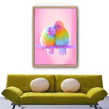 5D Diy Алмазная картина Любовь - это птица Набор для вышивки крестом Полная алмазная вышивка Мозаика Искусство Картина из стразов Декор Подарок Full Round 20x30cm