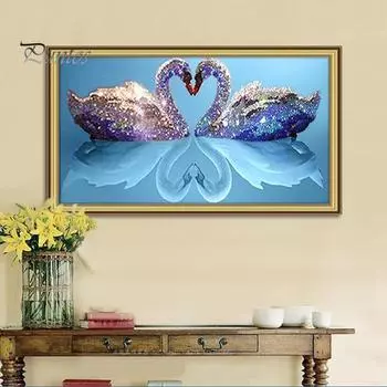 5D DIY Алмазная картина Любящие лебеди Декоративный декор для дома и офиса