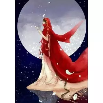 5D DIY Алмазная картина Луна девушка Алмазная вышивка Полный набор мозаики Вышивка крестом Домашний декор Подарки ручной работы Round 20x30cm