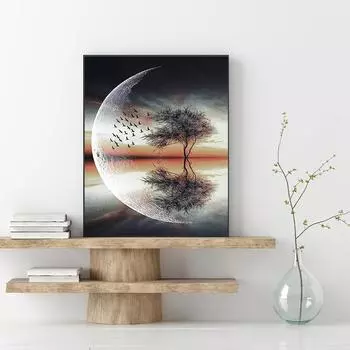 5D DIY Алмазная картина Луна Набор для вышивки крестом Мозаика Алмазная вышивка Роза Полный круглый/квадратный дрель Украшение дома Round 30x40cm