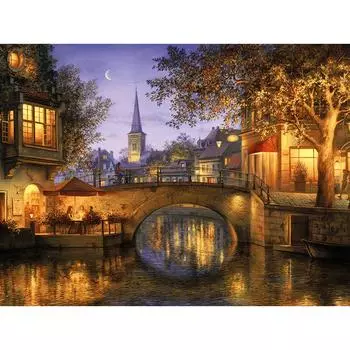 5D DIY Алмазная картина Луна Ночной вид Алмазная вышивка Полный мозаичный набор Наборы для вышивки крестом Домашний декор Подарки ручной работы Round 20x30cm