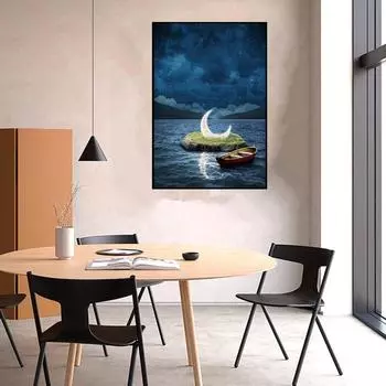 5D Diy Алмазная картина «Луна спит в море» Набор для вышивки крестом Полная алмазная вышивка Мозаика Художественная картина Стразы Декор Подарок Full Round 30x40cm