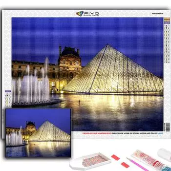 5D Diy Алмазная картина Лувр Музей Вышивка крестом Полная Алмазная вышивка Мозаика Full Round 20X30CM