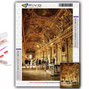 5D Diy Алмазная картина Лувр Музей Вышивка крестом Полная Алмазная вышивка Мозаика Full Round 20X30CM