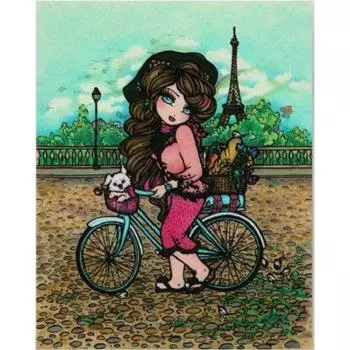 5D DIY Алмазная картина Маленькая девочка на велосипеде Набор для вышивки крестом Мозаика Алмазная вышивка Роза Полный круглый/квадратный дрель Украшение дома Round 20x30cm