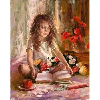 5D DIY Алмазная картина Маленькая девочка Набор для вышивки крестом Мозаика Алмазная вышивка Роза Полный круглый/квадратный дрель Украшение дома Round 20x30cm