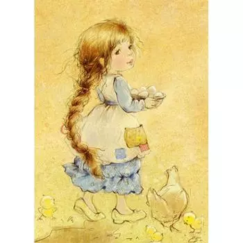 5D DIY Алмазная картина Маленькая девочка Яйца Алмазная вышивка Полный набор мозаики Вышивка крестом Домашний декор Подарки ручной работы Round 20x30cm