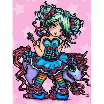 5D DIY Алмазная картина Маленькая девочка и единорог Набор для вышивки крестом Мозаика Алмазная вышивка Роза Полный круглый/квадратный дрель Украшение дома Round 20x30cm