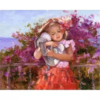 5D DIY Алмазная картина Маленькая девочка и Бегемот Набор для вышивки крестом Мозаика Алмазная вышивка Роза Полный круглый/квадратный дрель Украшение дома Round 20x30cm