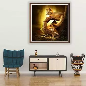 5D Diy Алмазная картина Маленькая лиса Алмазная вышивка Полный набор аниме Наборы для вышивки крестом Домашний декор Подарок ручной работы Round 30x30cm