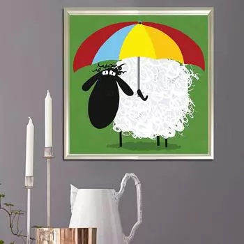 5D Diy Алмазная картина Маленькая овца Алмазная вышивка Полный набор аниме Наборы для вышивки крестом Домашний декор Подарок ручной работы Round 30x30cm