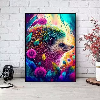 5D DIY Алмазная картина Маленький ежик, набор для вышивки крестом, мозаика, алмазная вышивка, роза, полная круглая квадратная дрель, украшение для дома Round 30x40cm