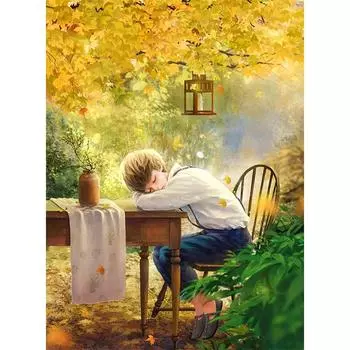 5D DIY Алмазная картина Маленький мальчик дремлет Алмазная вышивка Полный набор мозаики Вышивка крестом Домашний декор Подарки ручной работы Round 20x30cm