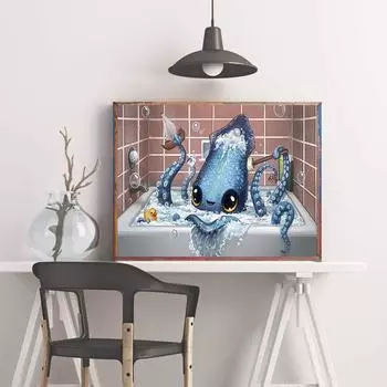 5D DIY Алмазная картина Маленький Осьминог Набор для вышивки крестом Мозаика Алмазная вышивка Роза Полный круглый квадратный дрель Украшение дома Round 30x40cm