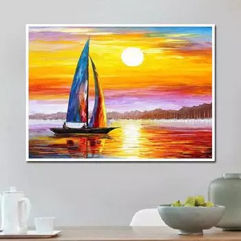 5D DIY Алмазная картина Маленький парусник Вышивка Крестом Горный хрусталь Мозаика Домашний декор 20X30CM