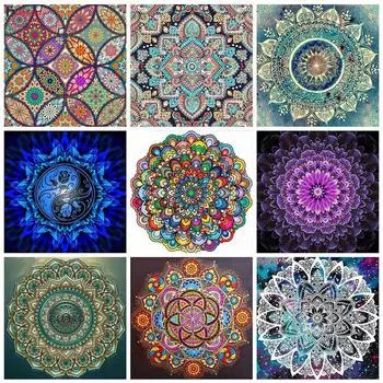 5d Diy Алмазная картина Мандала Алмазная вышивка Крестиком Цветочные картинки Стразы Мозаика Decortion Full Round 25x25CM красный