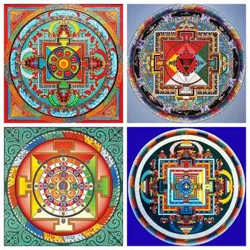 5D DIY Алмазная картина Мандала ручной работы Подарок Полный квадратный/круглый Алмазная вышивка Цветочная мозаика Религиозный домашний декор Full Round 25x25CM красный