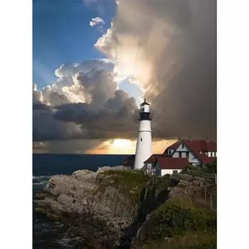 5D DIY Алмазная картина Маяк Алмазная вышивка Полный мозаичный набор Наборы для вышивки крестом Домашний декор Подарки ручной работы Round 20x30cm